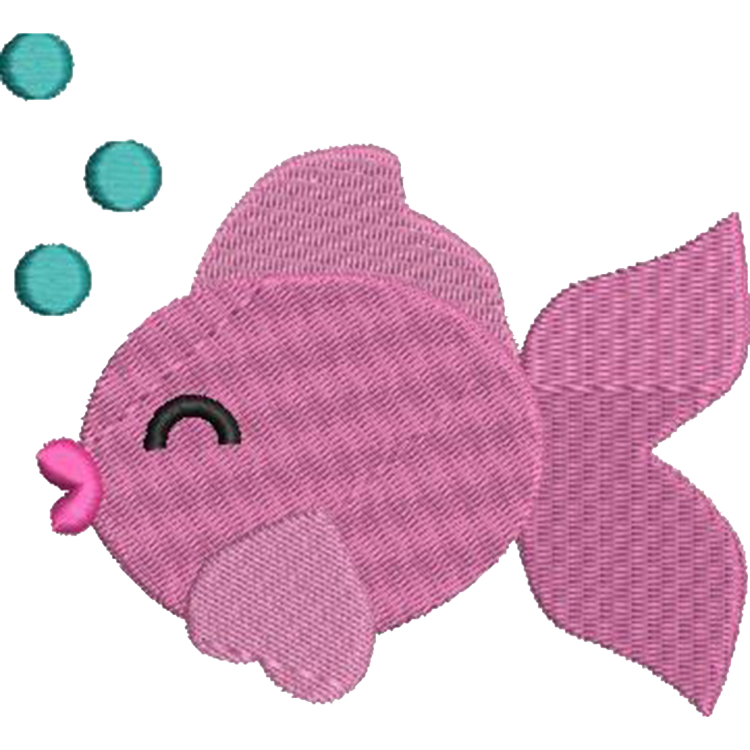 Fish with Bubble Embroidery Design