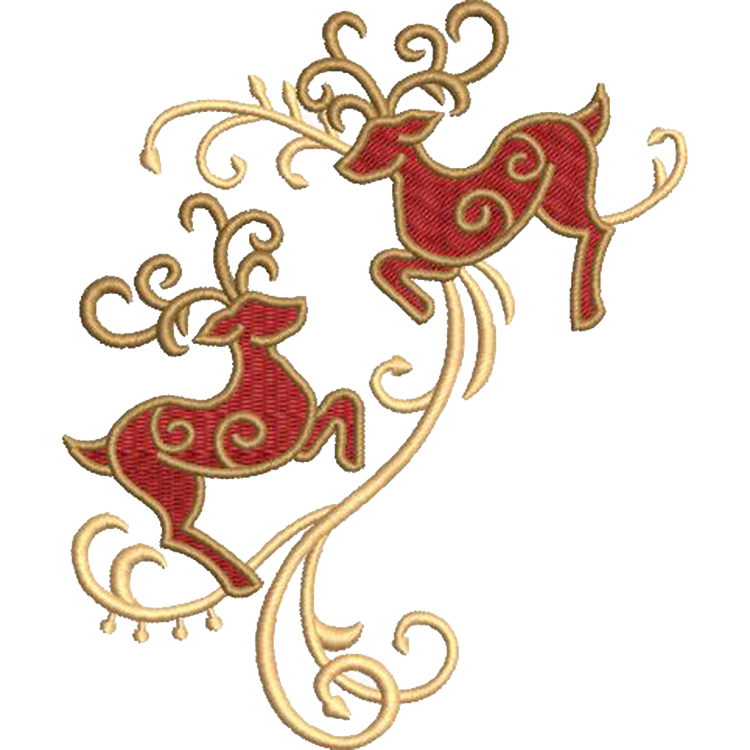 Christmas deer embroidery design 2