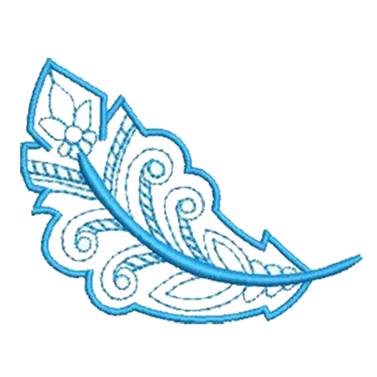 Blue Leaf Embroidery Design