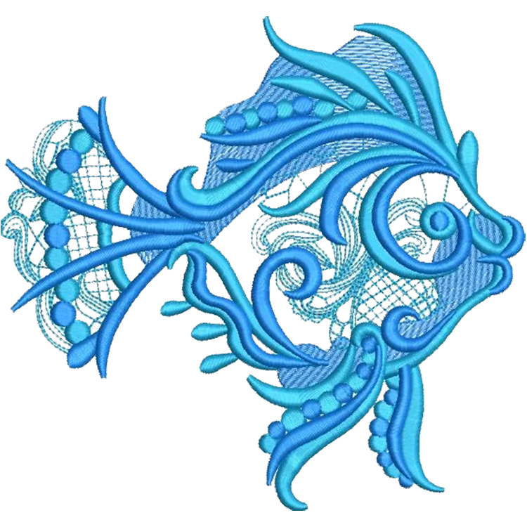 BLUE fish embroidery design