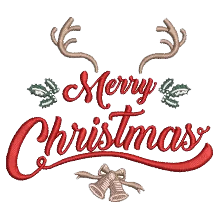 Marry Christmas Embroidery Design With Bell