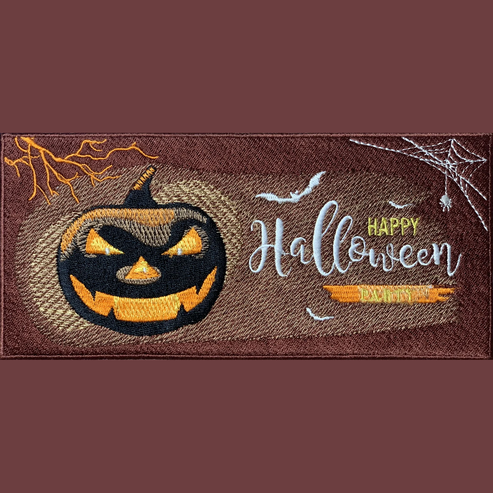 Embroidery Design of Halloween Zombie Running With A Pumpkin