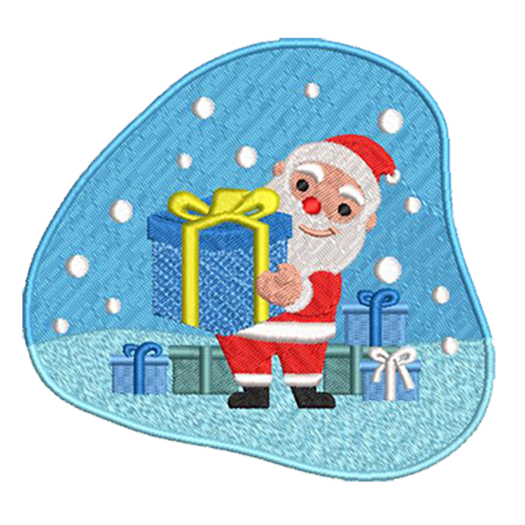 Blue Santa Embroidery Patch